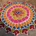 kolam made from dyed radish, bottle gourd and beetroot